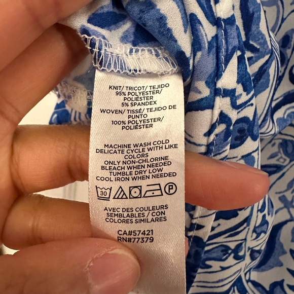 Tiled Mixed Media Ruffle Button Shell - Picture 7 of 7